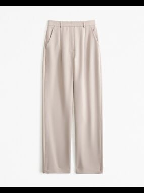 Straight Leg High-Rise Women's Trousers in Light Taupe Abercrombie & Fitch